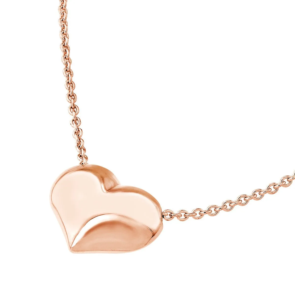 14K Gold Puffy Heart Adjustable Necklace