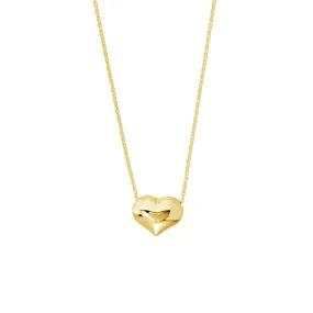 14K Gold Puffy Heart Adjustable Necklace