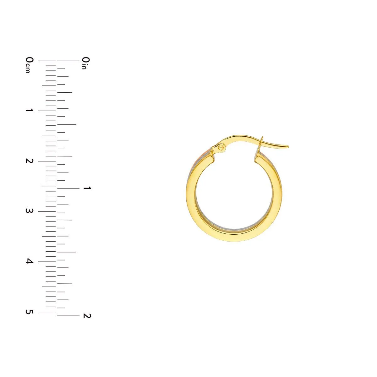 14K Tri Color Gold 15.00mm Round Hoop Earring