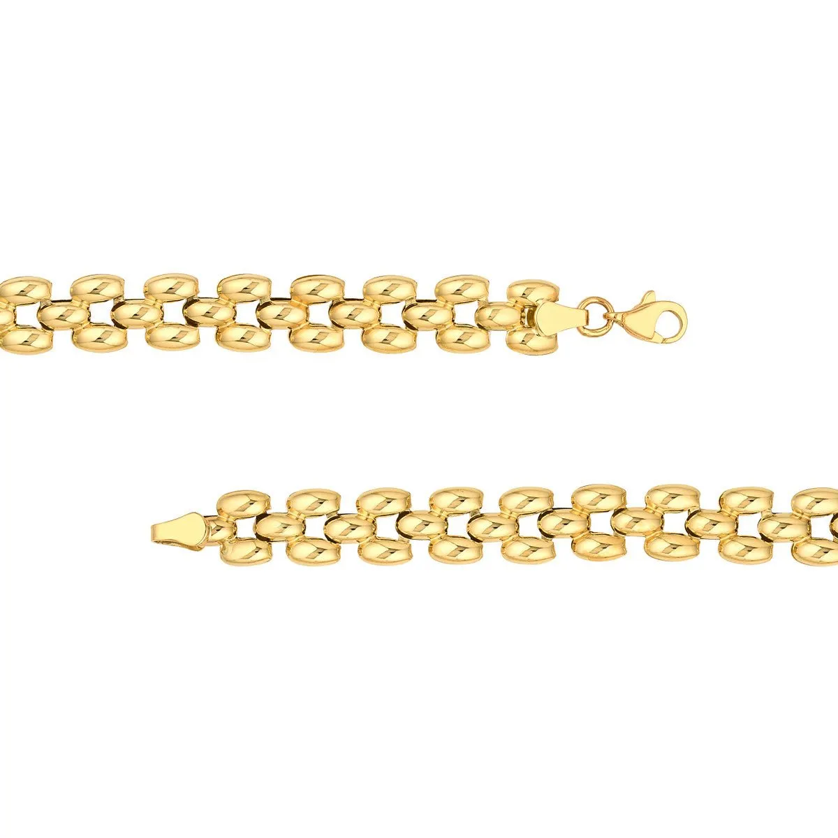 14K Yellow Gold Multi Row Polished Chain