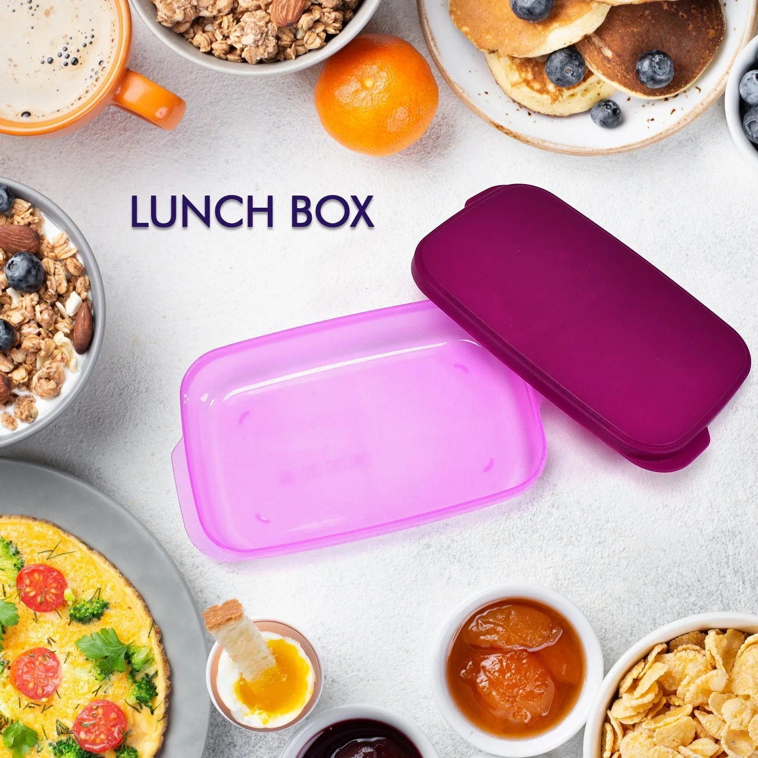 2453 Unbreakable Divine Leak Proof Plastic Lunch Box Food Grade Plastic BPA-Free 2 Containers with Spoon