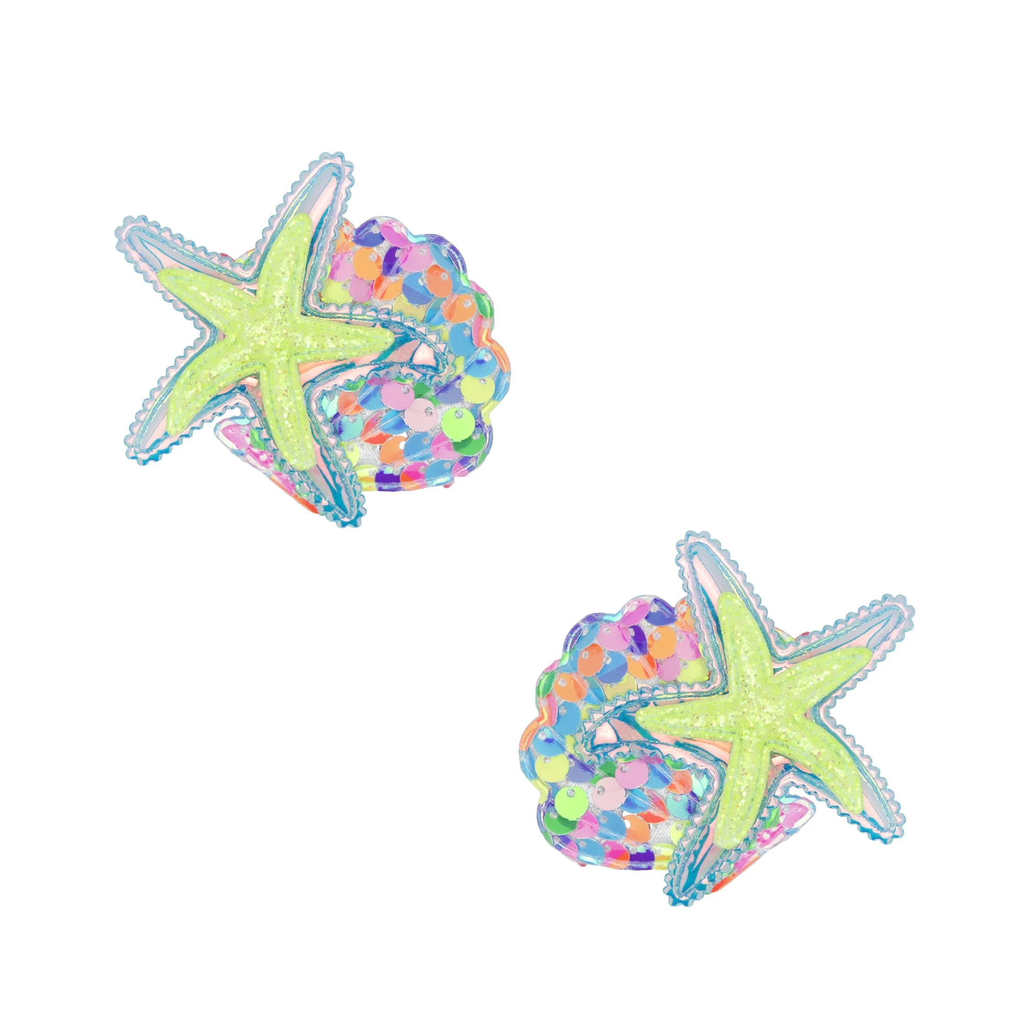 2PK NOVELTY CLIPS: mermaid shells multi