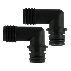 3/4 Quad Port 90 Deg Elbow x 1/2"-14 QEST Male Thread Fittings (Pair)