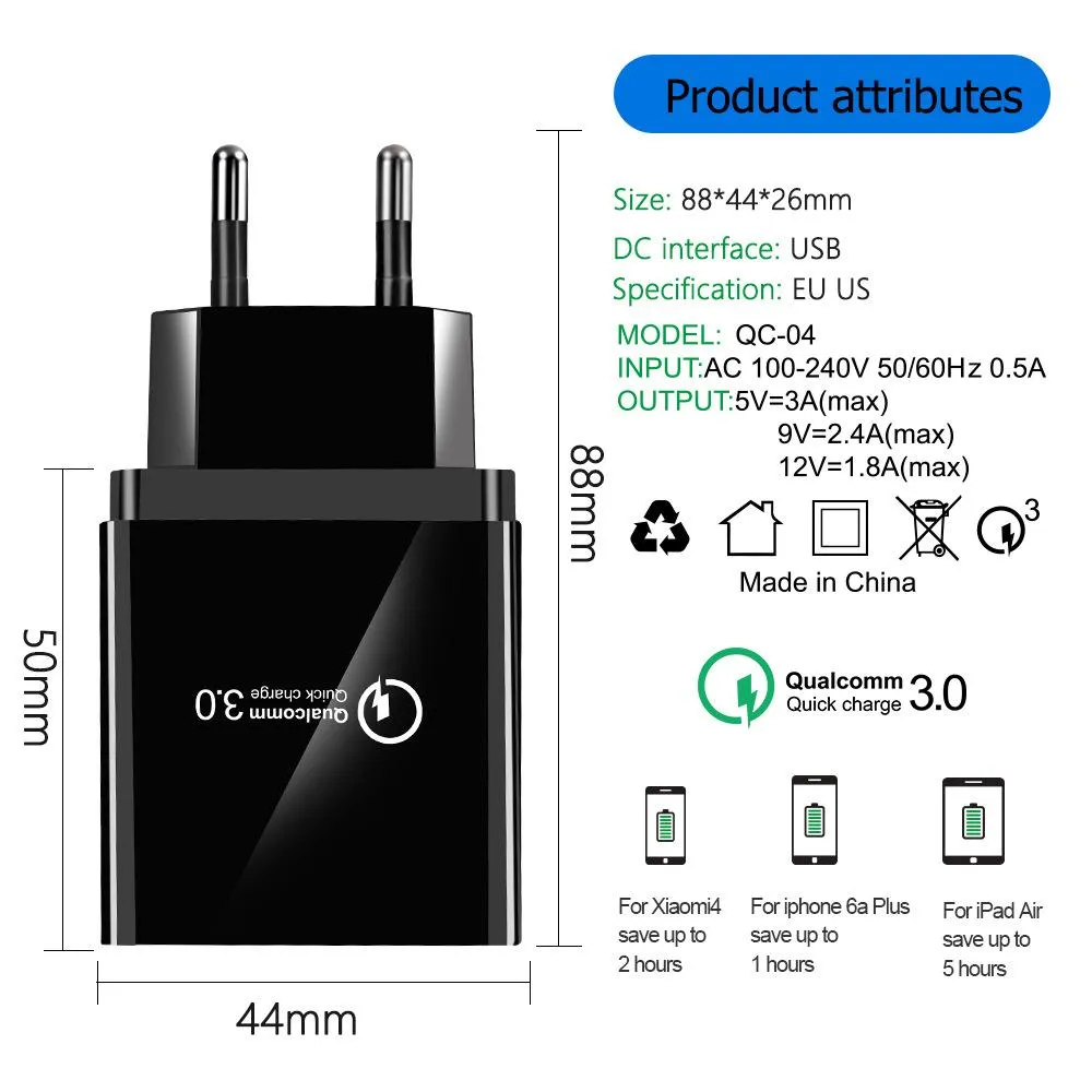 4 USB Multi-Port Mobile Phone Charger