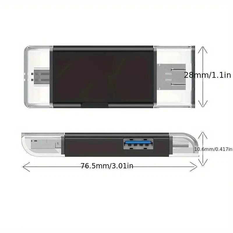 6-In-1 SuperSpeed USB-C Multi Card Reader - Read/Write SD, TF, Mini SD, and Micro SD Cards with USB 2.0 OTG Flash Drive Adapter