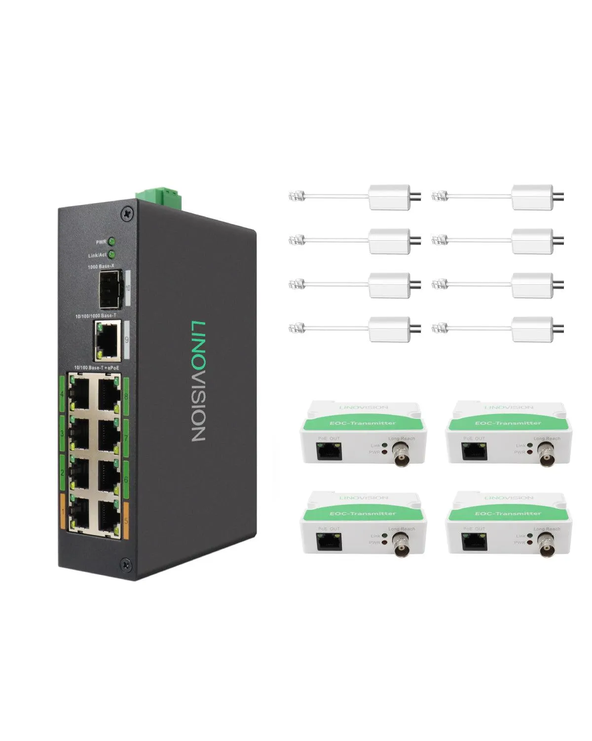 8 Port PoE   Ethernet over Coax (EOC) Hybrid ePoE Switch Kit