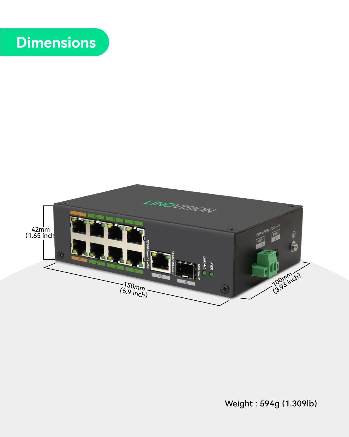 8 Port PoE   Ethernet over Coax (EOC) Hybrid ePoE Switch Kit