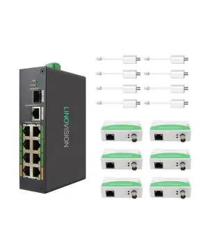 8 Port PoE   Ethernet over Coax (EOC) Hybrid ePoE Switch Kit