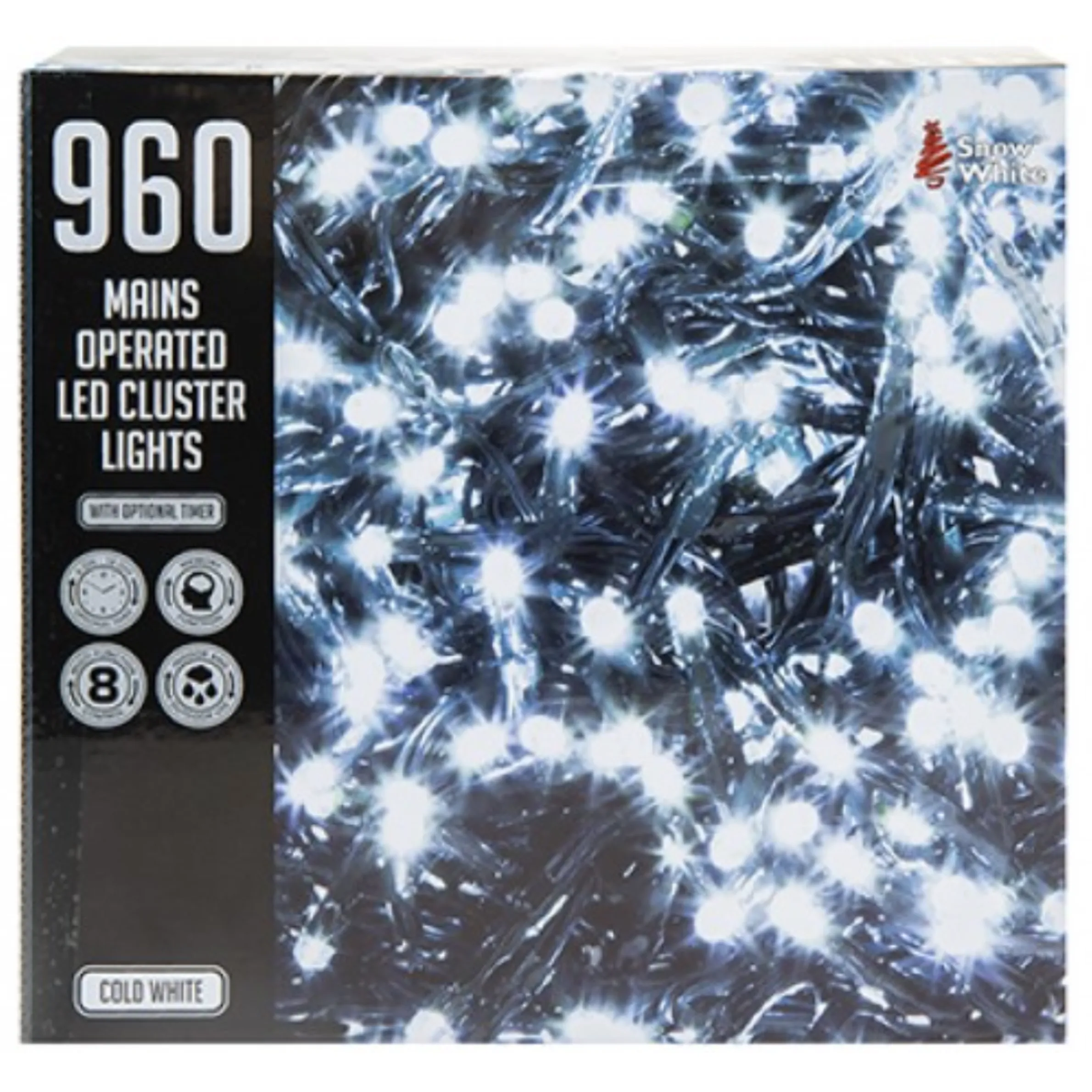 960 LED Cluster Lights  - Cold White - 12M