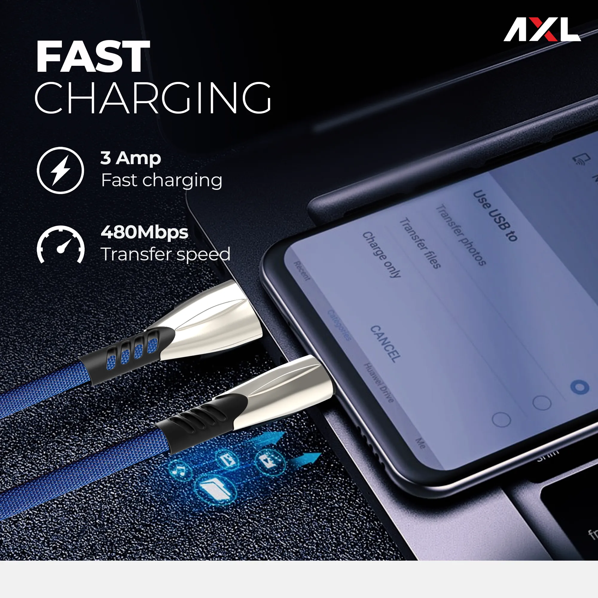 ACB030L Lightning Flat Braided Charging & Sync Data Cables