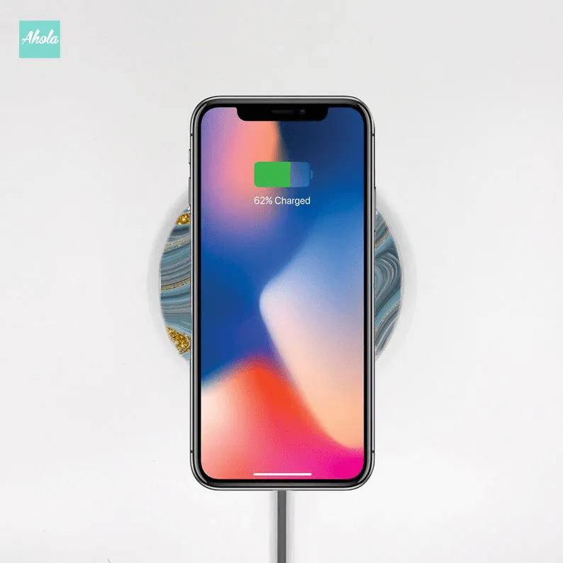 【Agate Gem】15W Ultra thin FastWireless Charger Pad 抽象瑪瑙石紋名字無線差電板