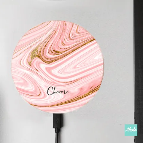 【Agate Gem】15W Ultra thin FastWireless Charger Pad 抽象瑪瑙石紋名字無線差電板