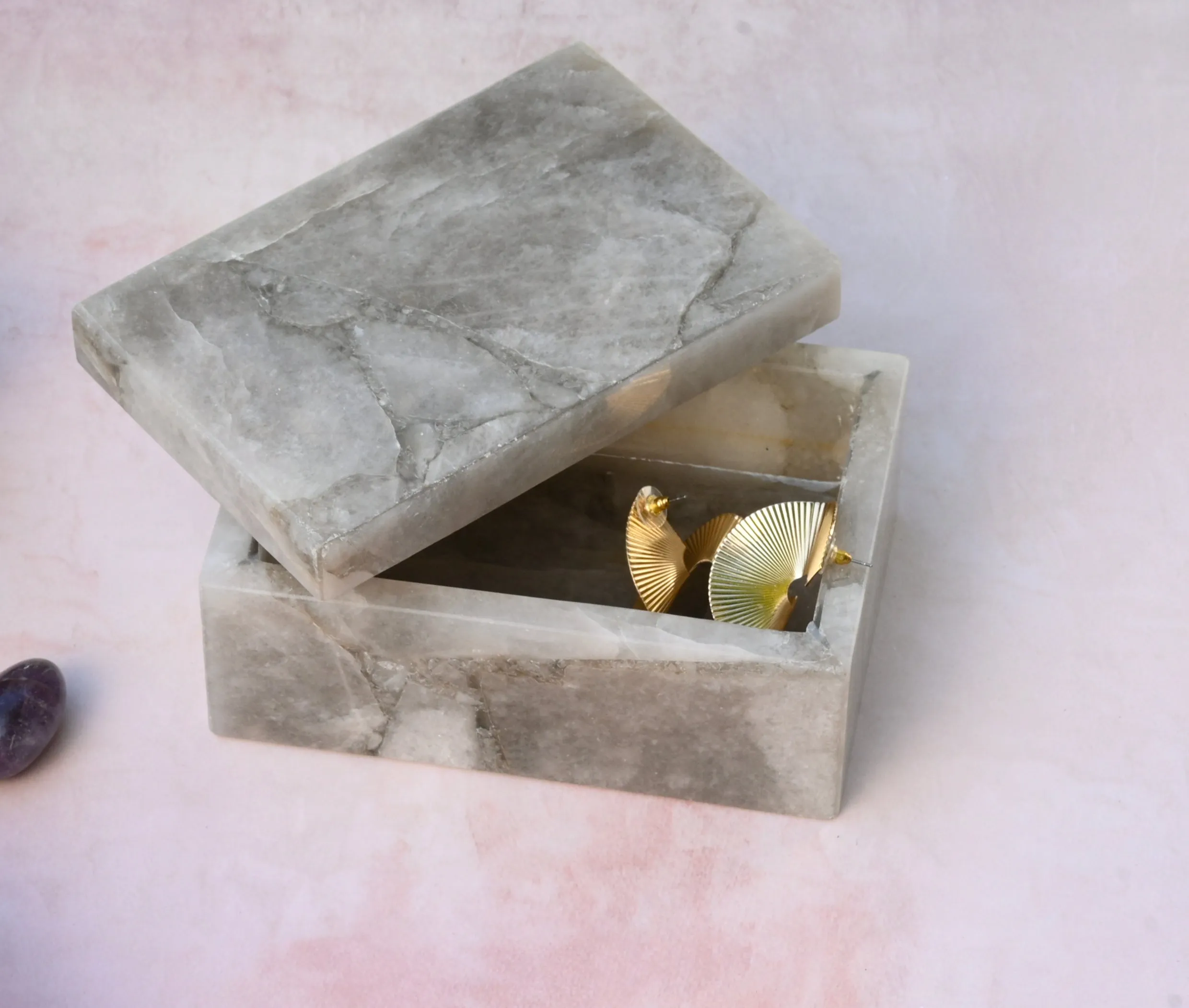 Agate Smoky Quartz Jewellery Box