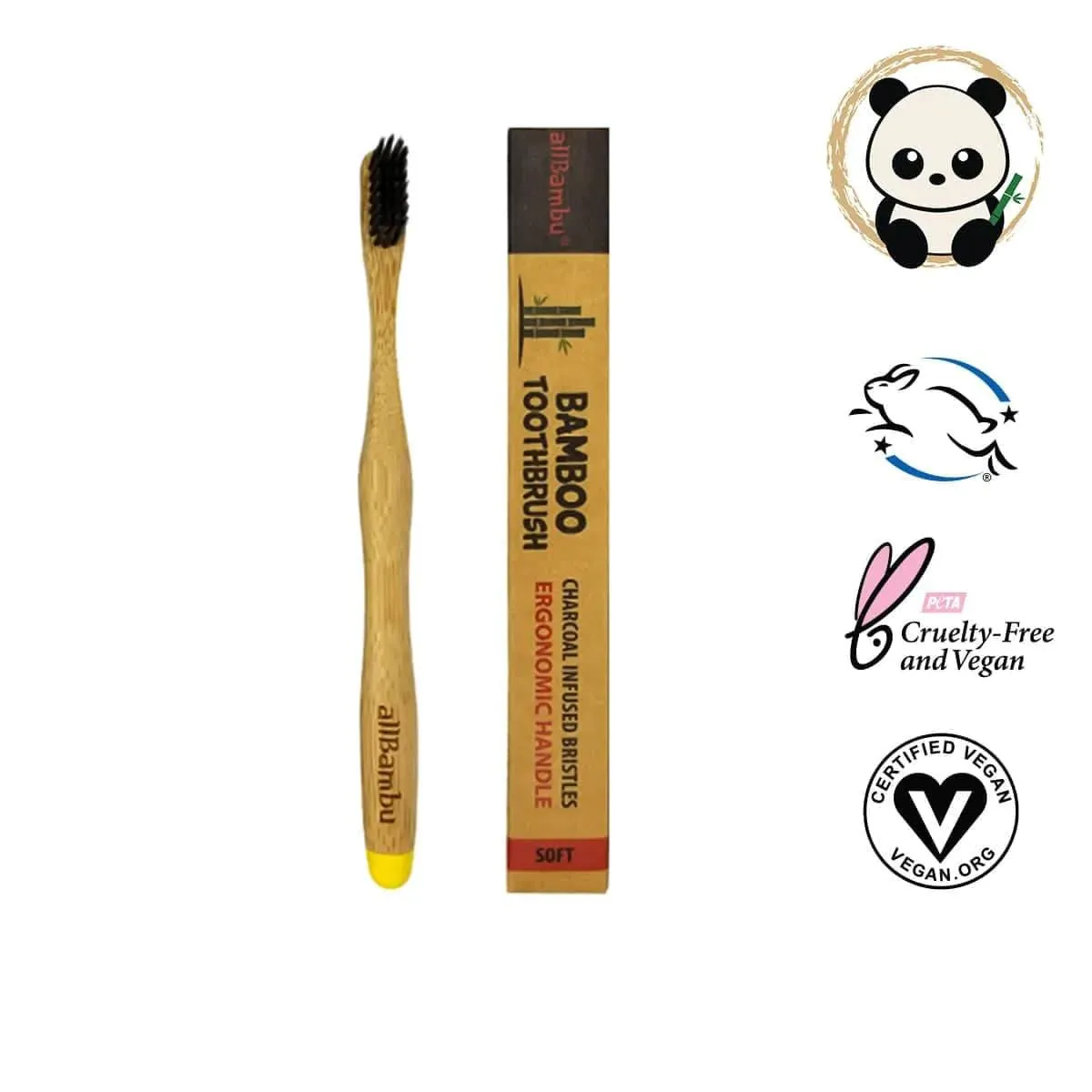 AllBambu Kids Bamboo Toothbrush - Yellow