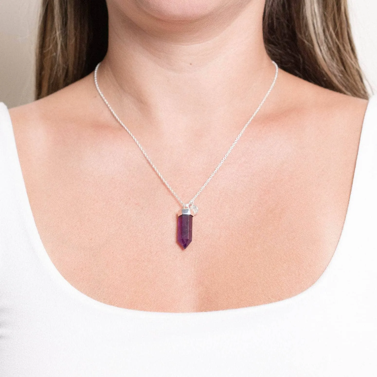 Amethyst Crystal Point Necklace by Tiny Rituals