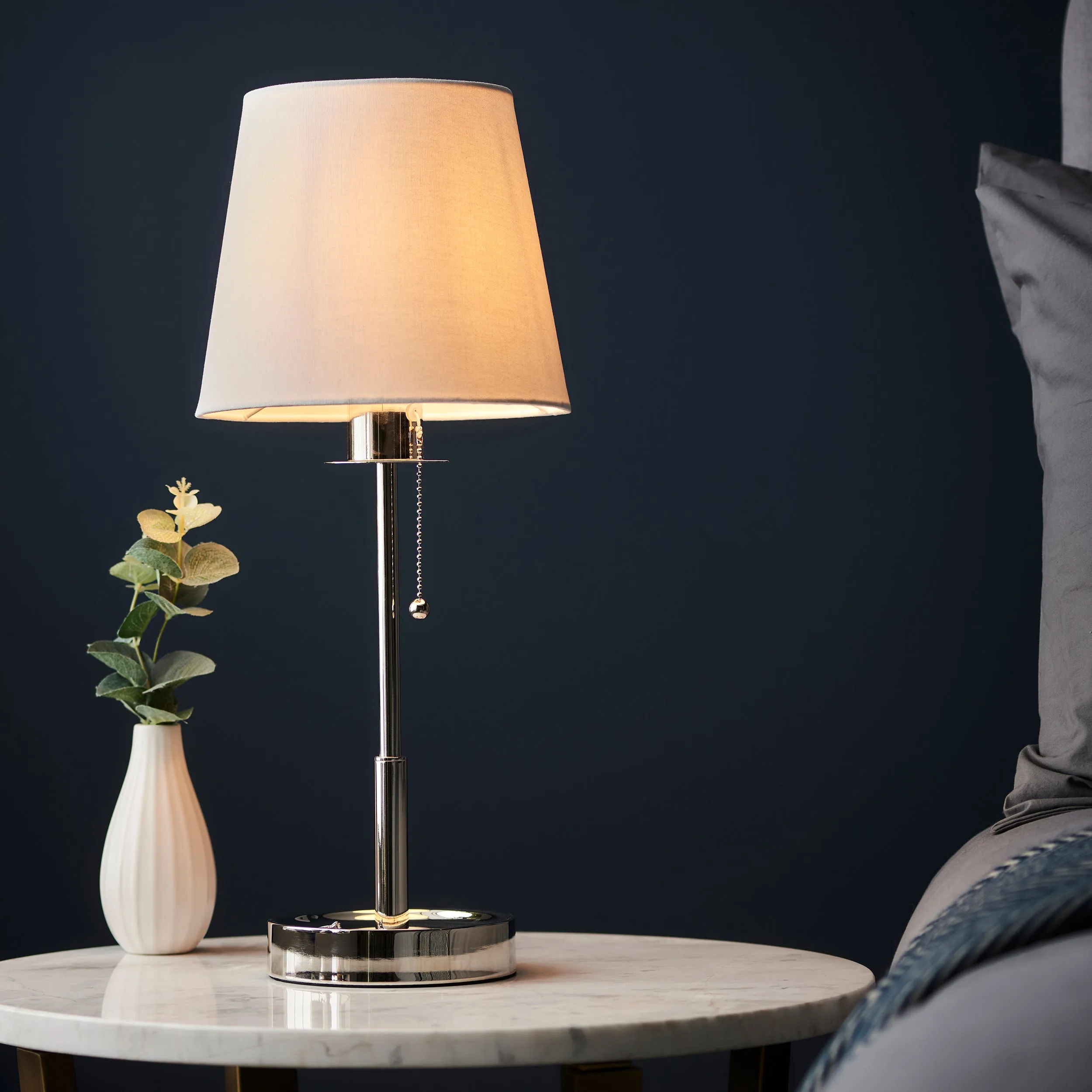 Amos Westminster Table Lamp Bright Nickel