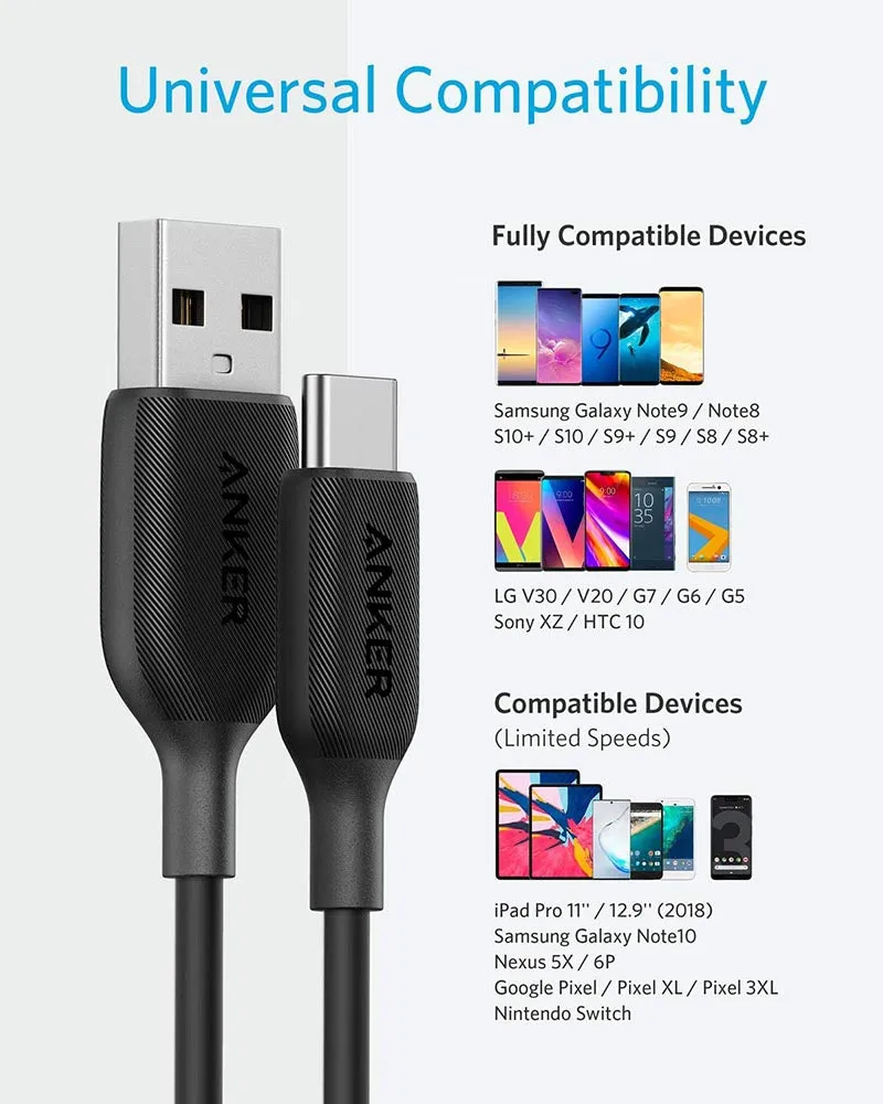 Anker Cable Powerline III USB-A to USB-C Fast Charging Cord - 10 ft (Black)