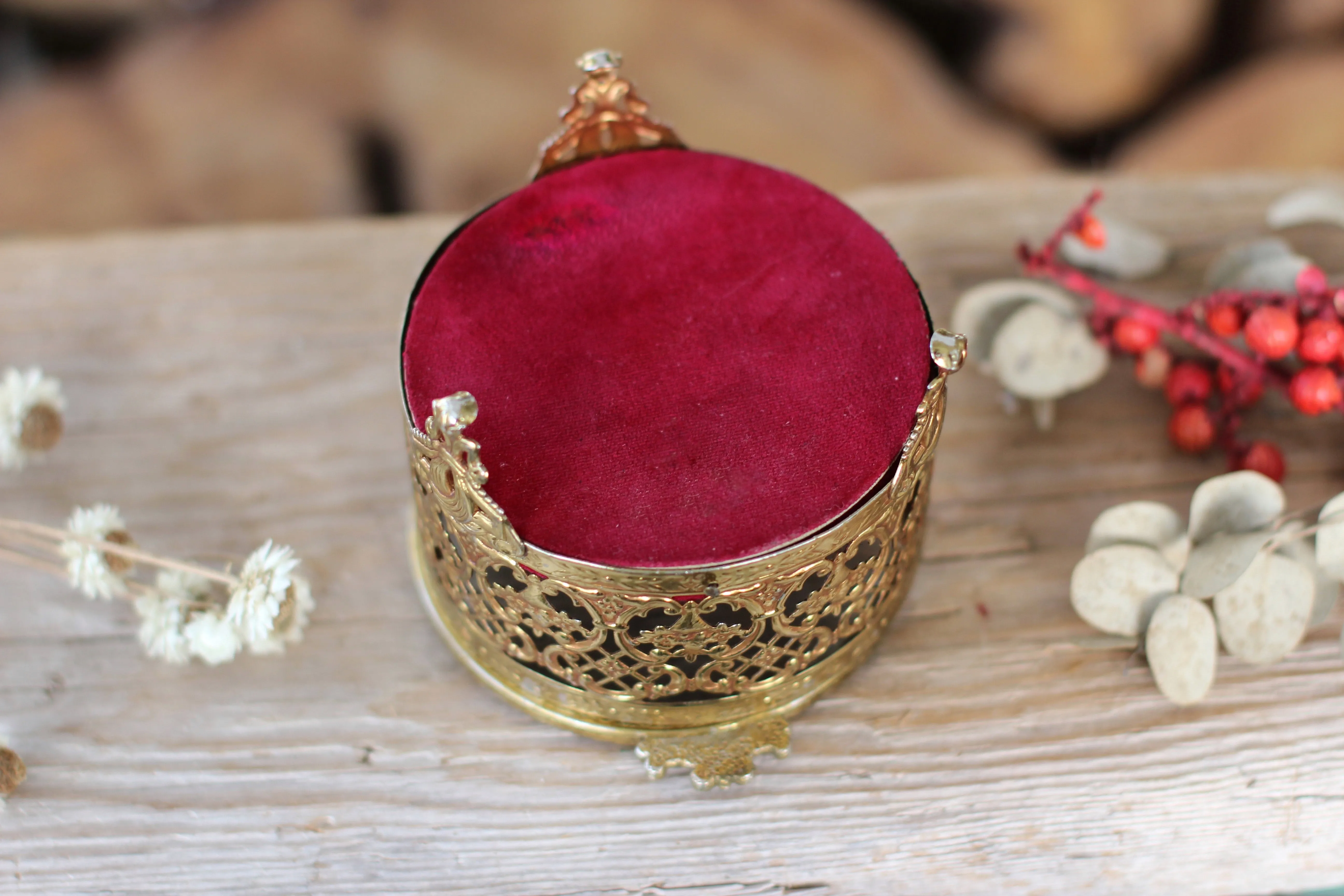 Antique Rounded Filigree Victorian Jewelry Box