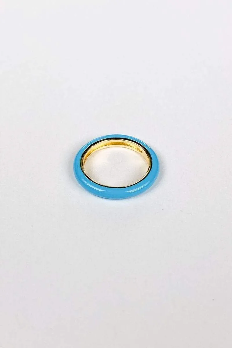 Axel Blue Enamel Ring 14k Gold/ 925 Sterling Silver