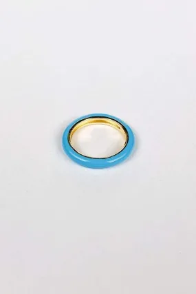 Axel Blue Enamel Ring 14k Gold/ 925 Sterling Silver