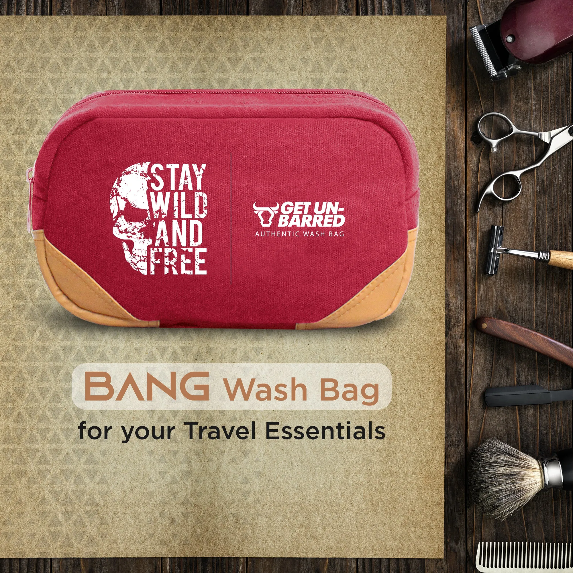 Bang Men's Wash Bag Travel Toiletry Organizer for Travel Accessories (Cherry Red)