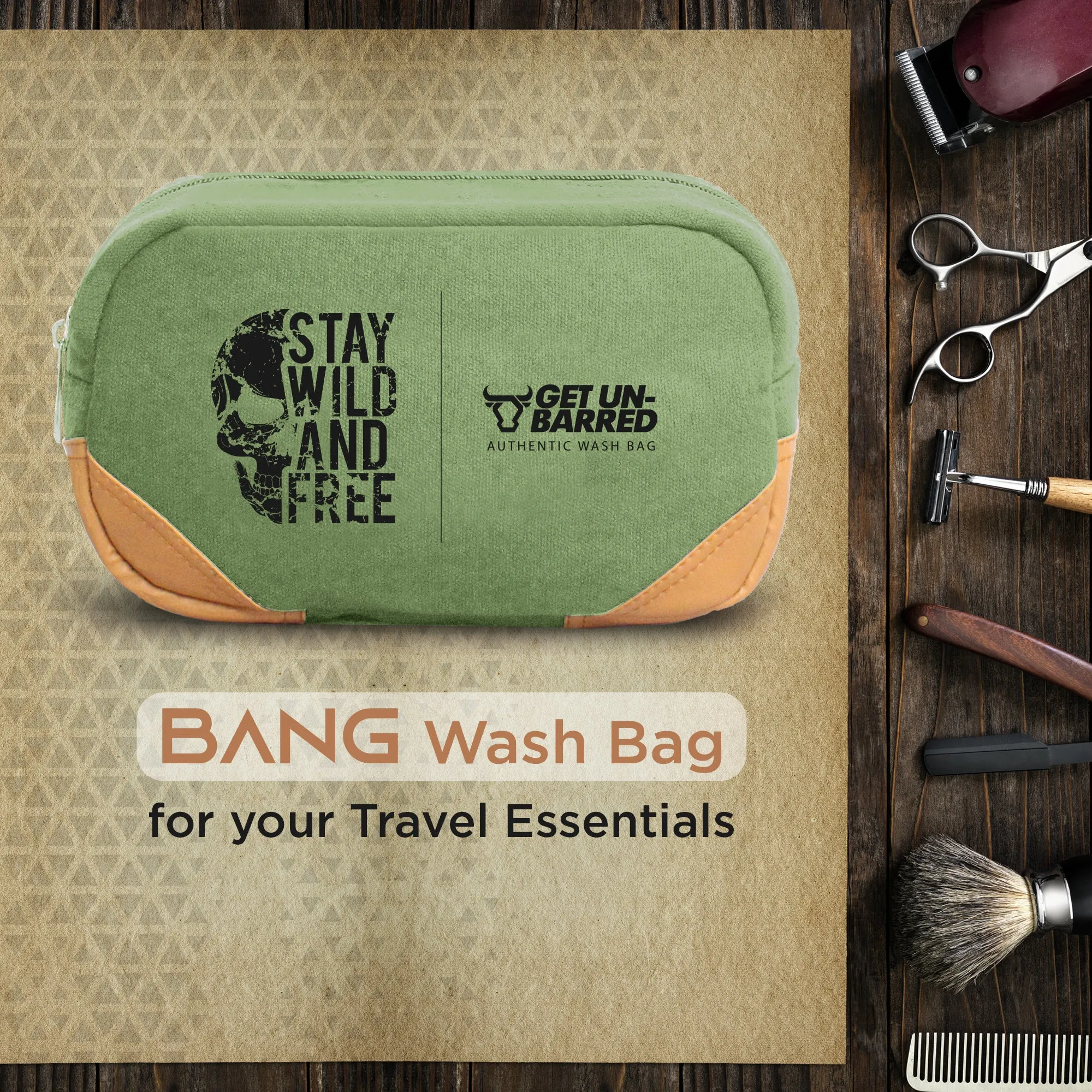 Bang Men's Wash Bag Travel Toiletry Organizer for Travel Accessories (Olive Green)