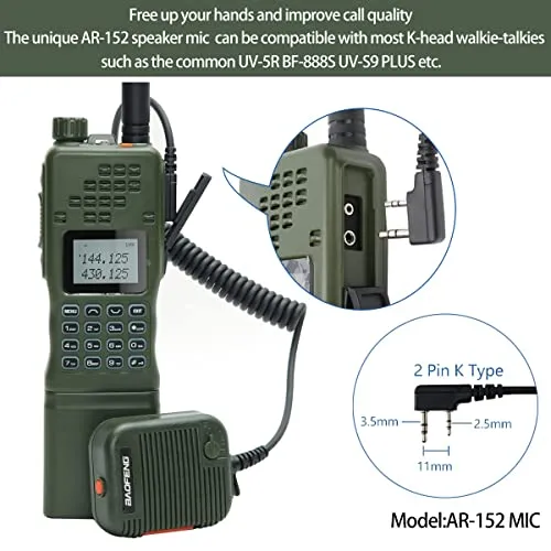 Baofeng AR-152 Military Grade 10 watt Ham Walkie Talkies for Adults,Long Range Rechargeable Tactical Radio with Green Speaker Mic and Tactical Antenna Full baofeng Accessories