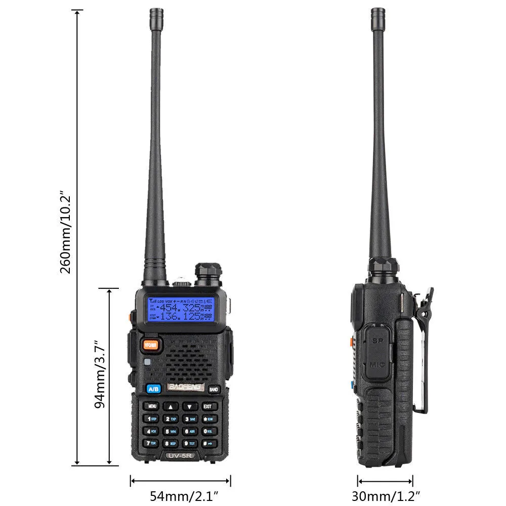 Baofeng UV-5R [2 Pack] | Dual Band | 4/1W | 128CH | Flashlight | VOX | Alert