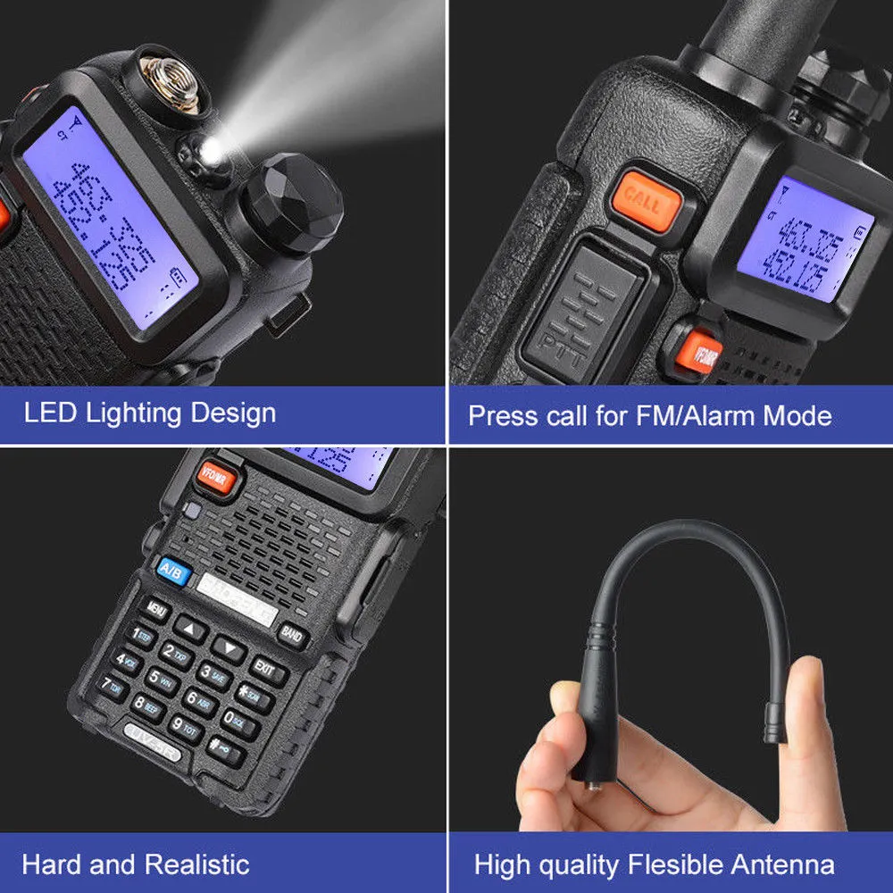 Baofeng UV-5R [2 Pack] | Dual Band | 4/1W | 128CH | Flashlight | VOX | Alert