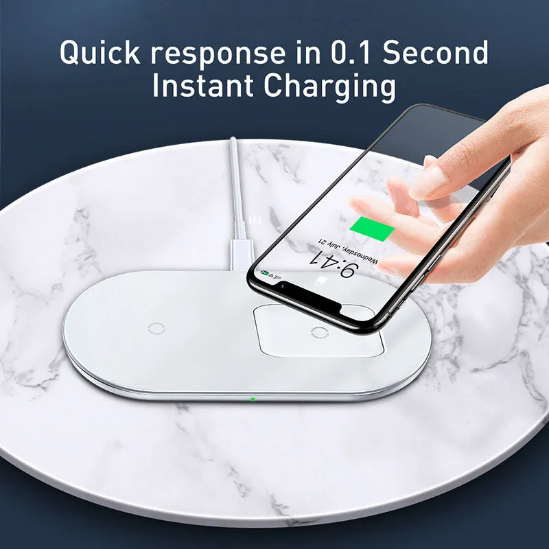 Baseus 2 in 1 Wireless Charger for iPhone/Other Smartphones & Apple Airpods(WXJK-C01)