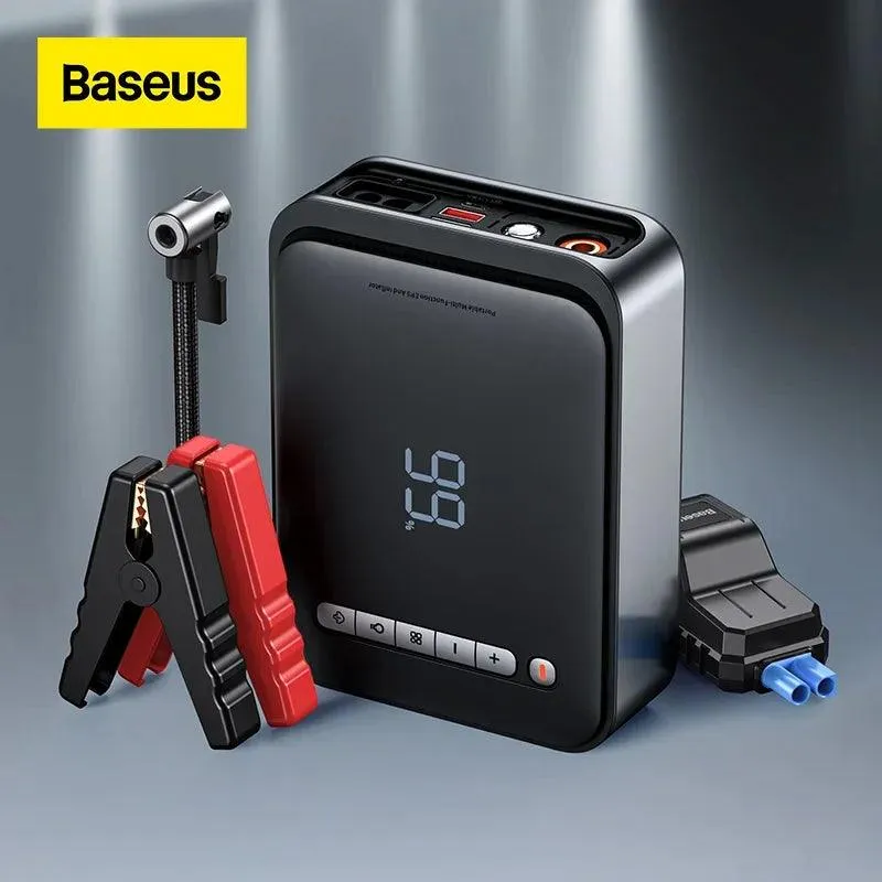 Baseus All-in-One Car Jump Starter and Tire Inflator with Power Bank Functionality - 1000A Fast Charging Solution