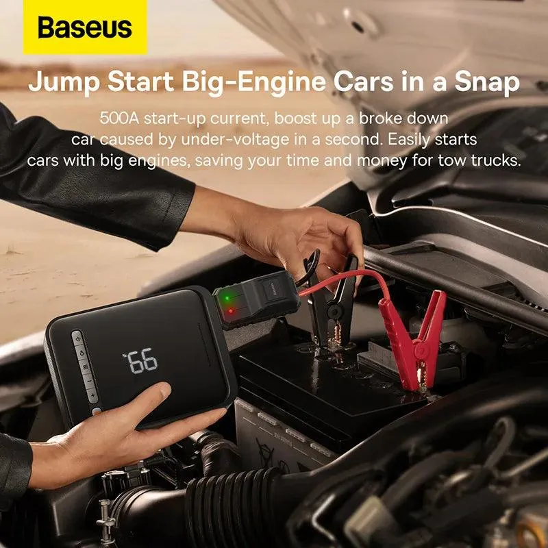 Baseus All-in-One Car Jump Starter and Tire Inflator with Power Bank Functionality - 1000A Fast Charging Solution