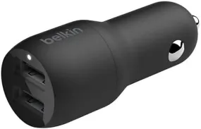 Belkin Boost Charger 24W Dual USB A Car Charger Black - CCB001btBK