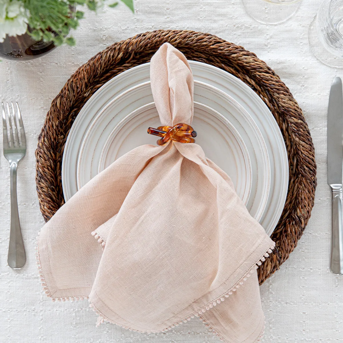 Berry Trim Napkin - Blush