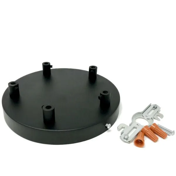 Black Rounded 5 Hole Ceiling Canopy Kit 8"