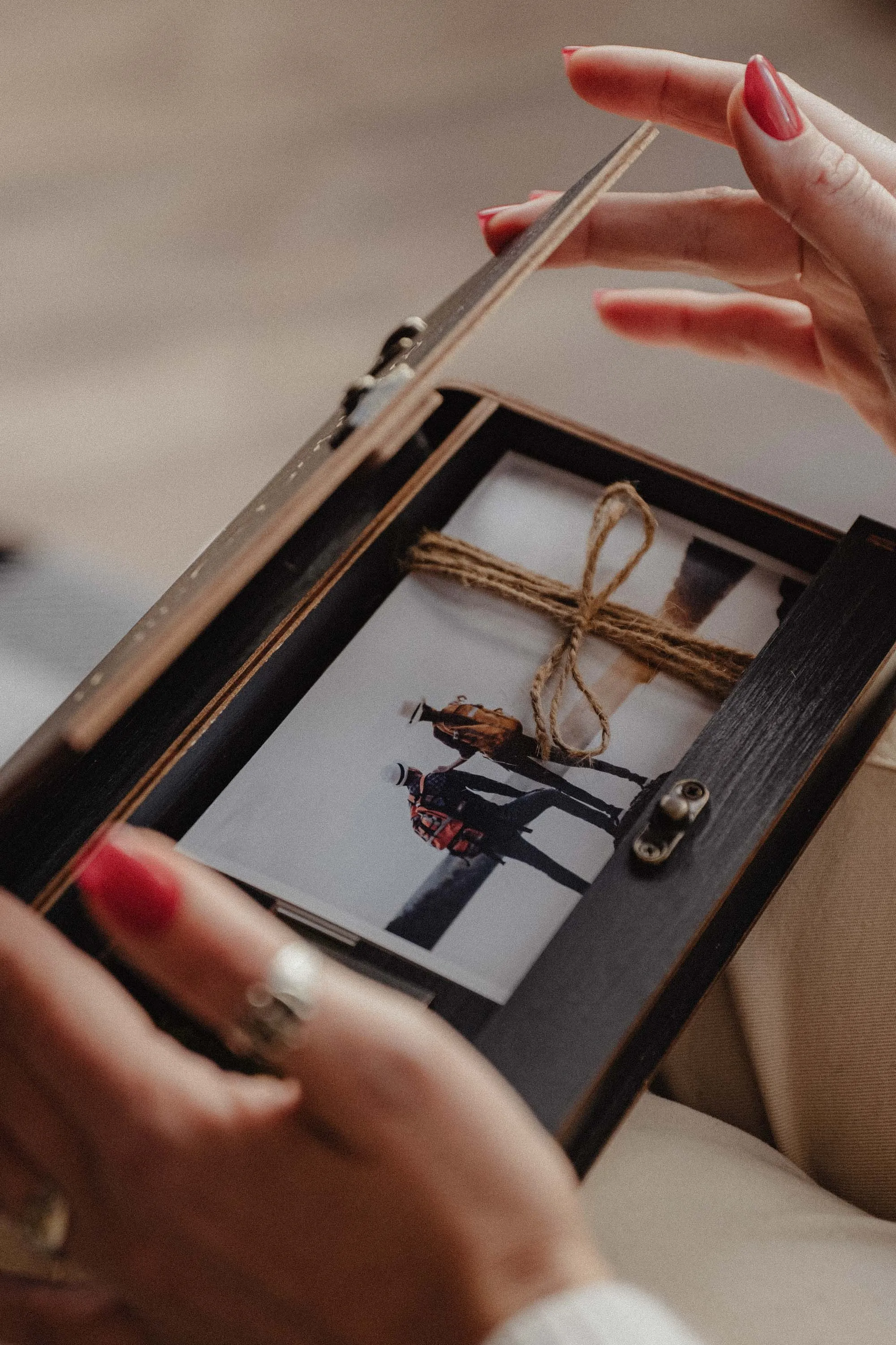 Black Wooden Photo Box with USB Flash Drive for Wedding Clients