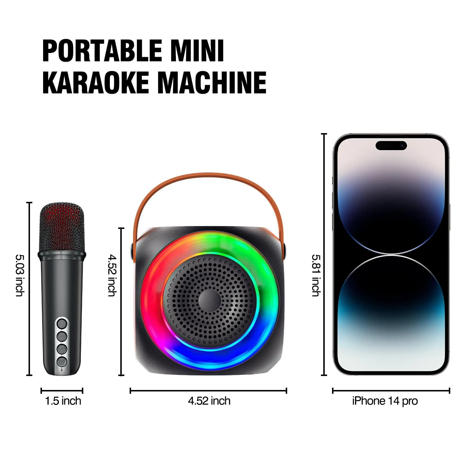 BONAOK Mini Karaoke Machine for Kids Adults, Portable Karaoke Speaker with 2 Wilreless Microphones and Bluetooth for Home Party, Birthday Gifts for Boys/Girls(Pink)