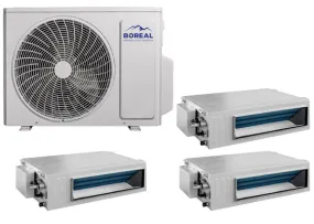 Boreal 30,000 BTU 21 SEER2 Tri Zone Slim Duct (HS) Mini Split System (9k, 12k, 12k) 208-230V