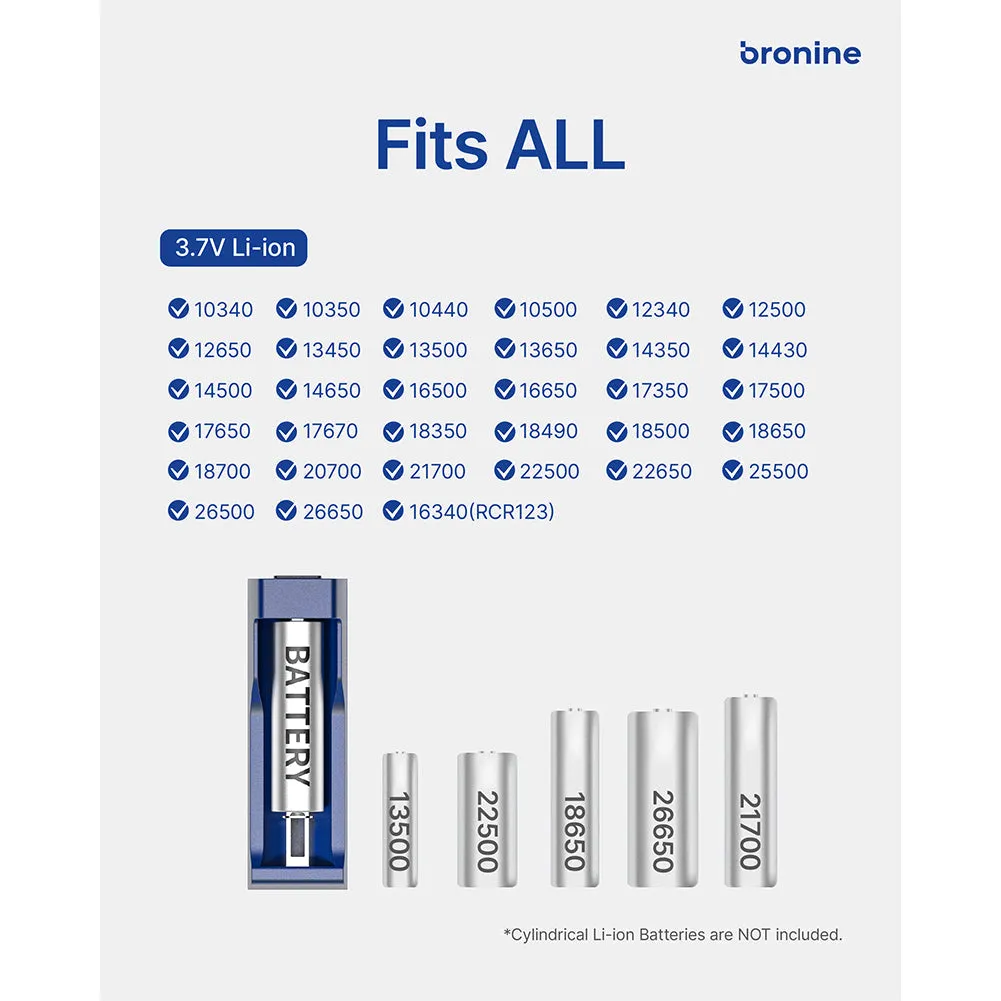 Bronine Cylindrical 3.7V Li-ion Battery Charging Kit 1 Port Plate