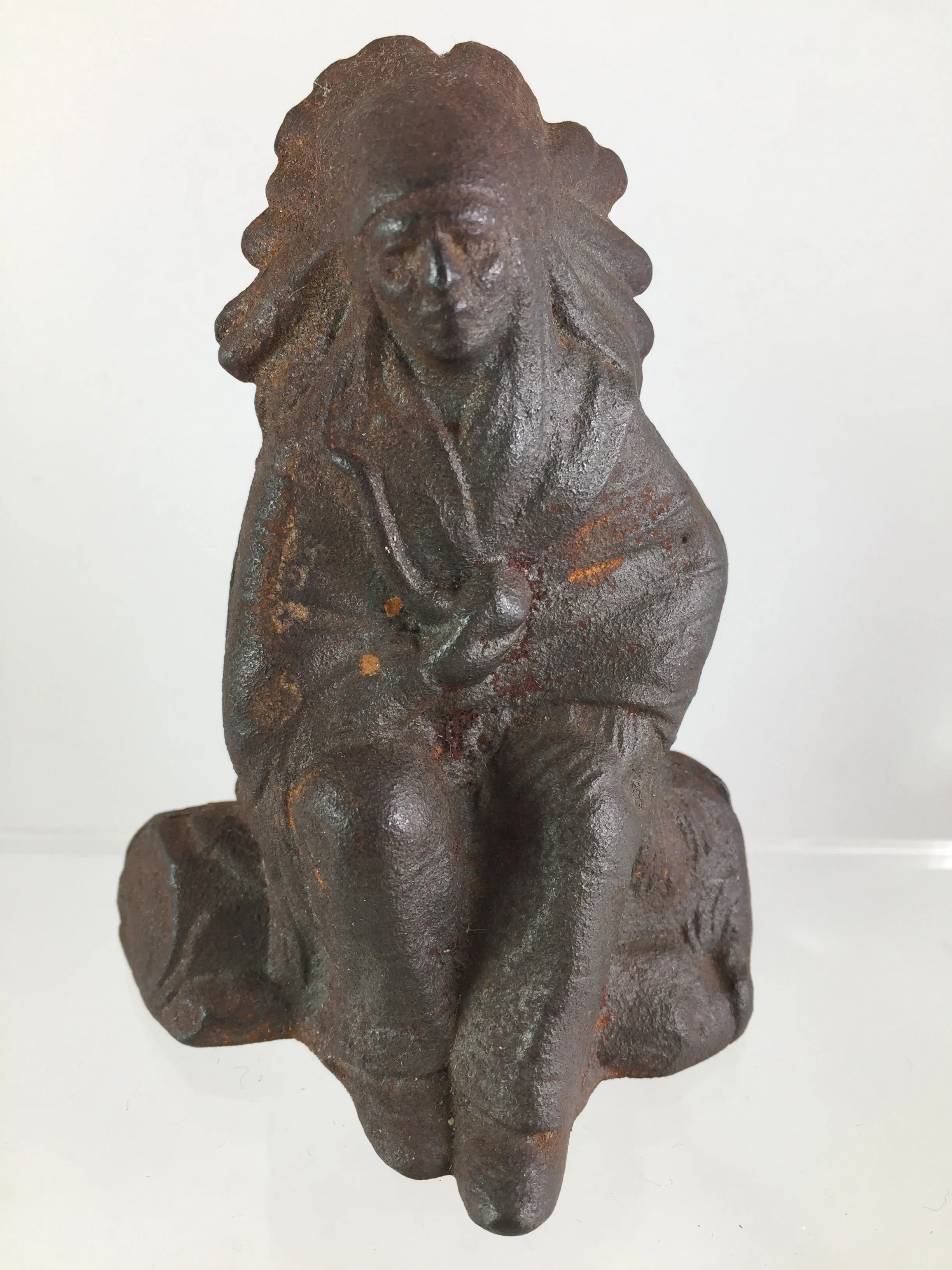 Cast iron Sitting Native American still bank SOLD