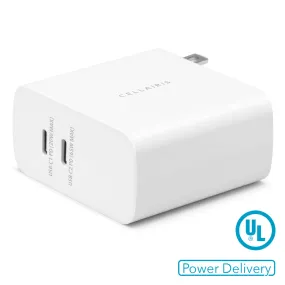 Cellairis Wall Charger - Dual USB-C   USB-C 70W White Wall Chargers