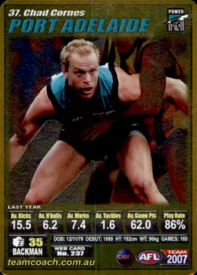 Chad Cornes, Gold, 2007 Teamcoach AFL