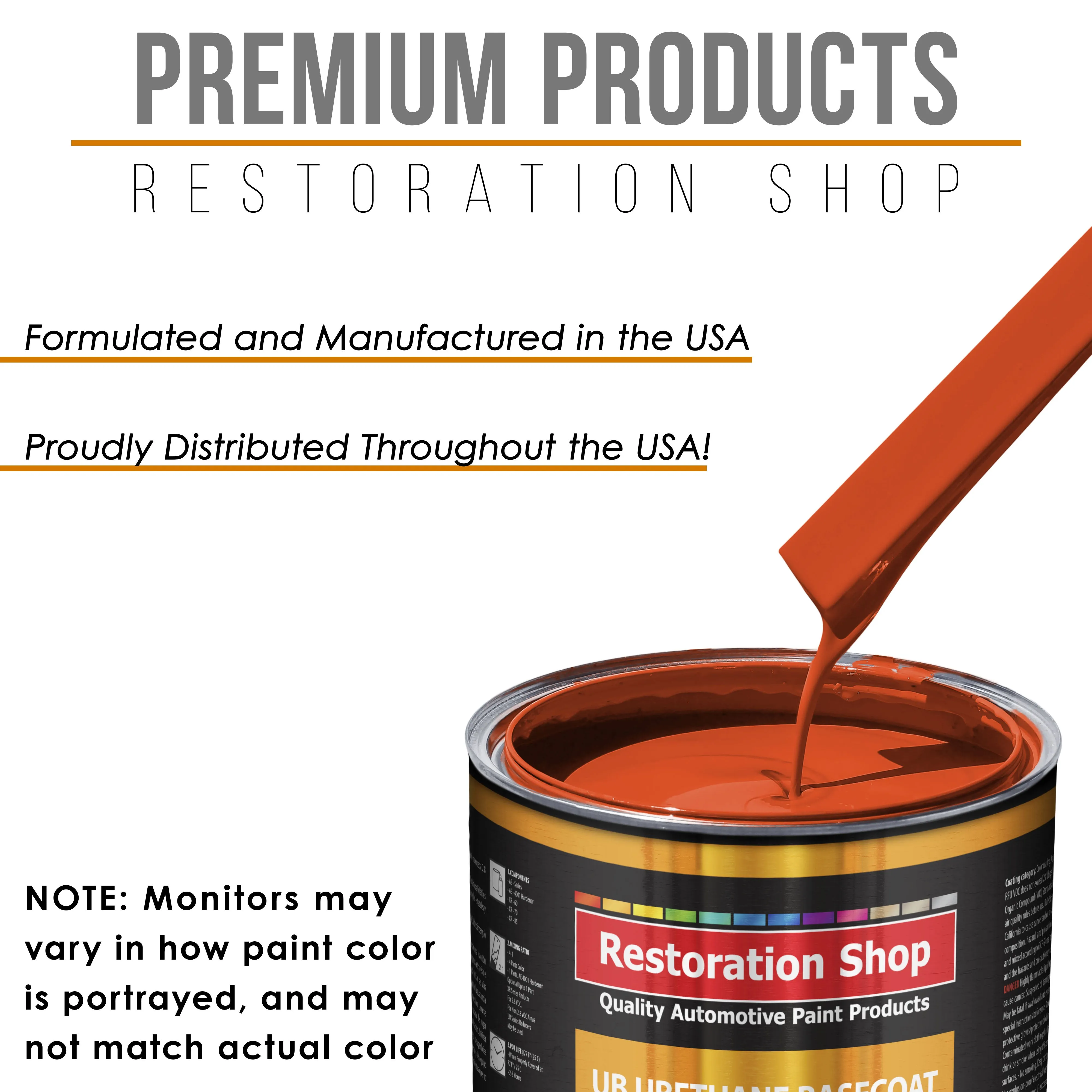 Charger Orange - Urethane Basecoat Auto Paint - Quart Paint Color Only - Professional High Gloss Automotive, Car, Truck Coating