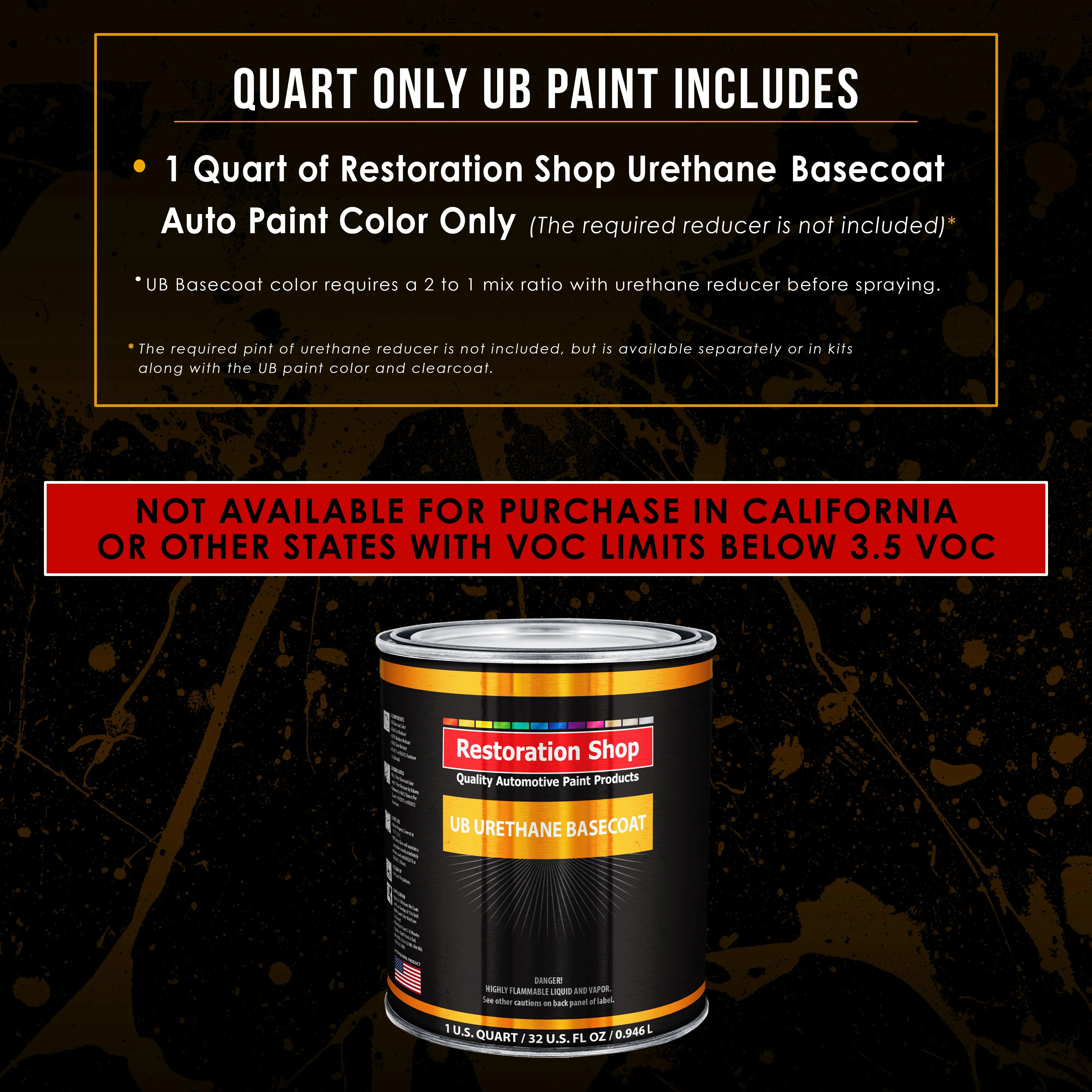 Charger Orange - Urethane Basecoat Auto Paint - Quart Paint Color Only - Professional High Gloss Automotive, Car, Truck Coating