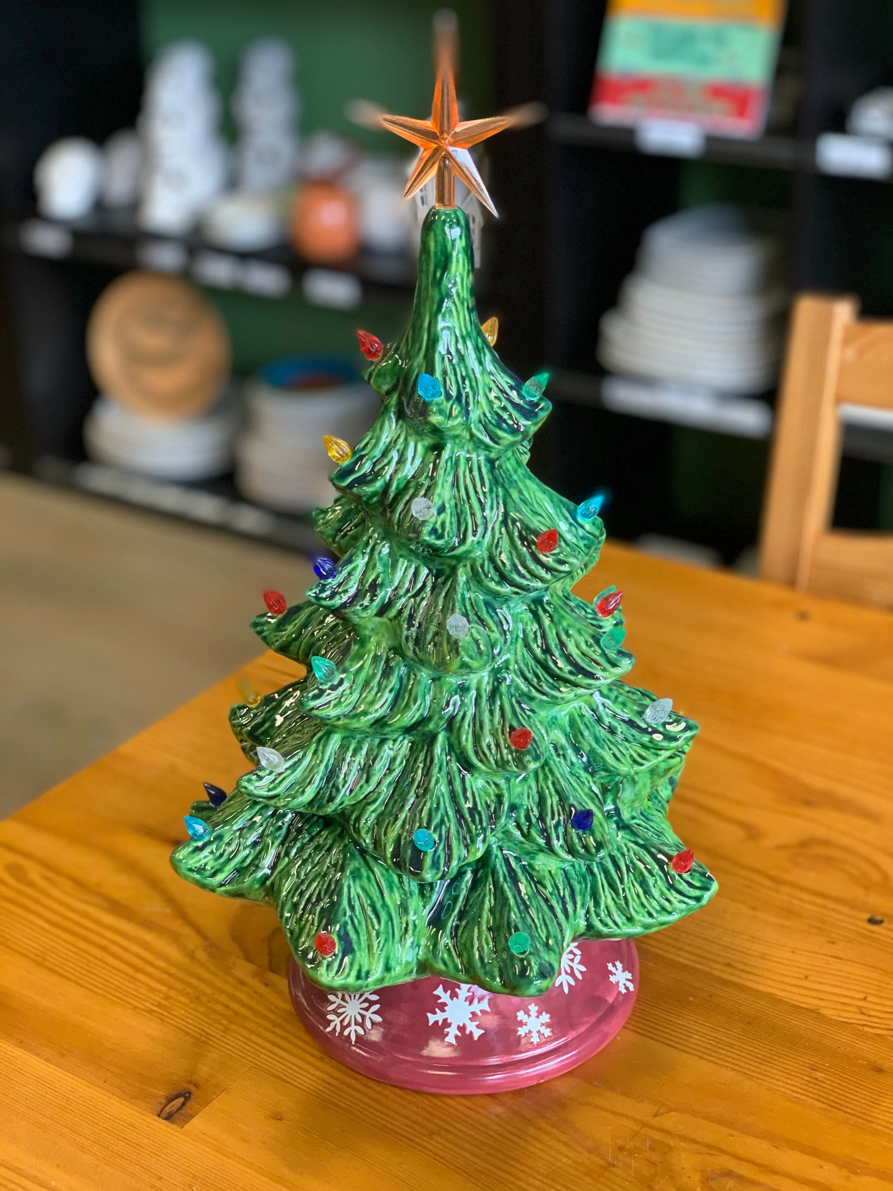 Christmas Tree with Base and Lights-14"