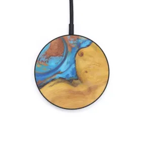 Circle Wood Resin Wireless Charger - Darren (Teal & Gold, 606050)