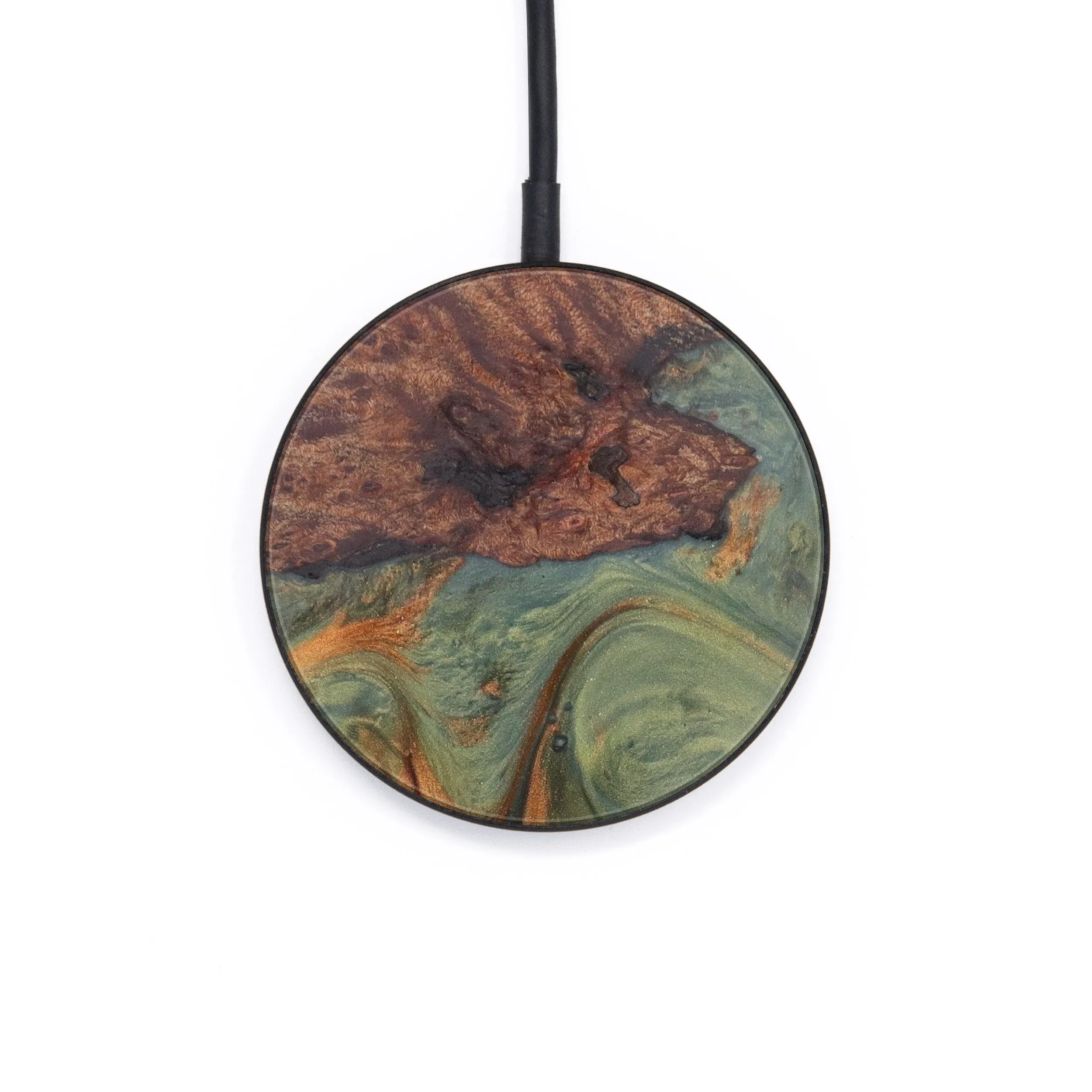 Circle Wood Resin Wireless Charger - Denver (Dark Green, 609689)