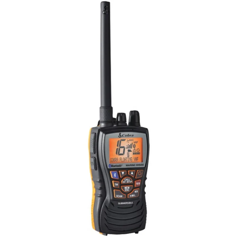 CobraSelect MR HH500 FLT BT Marine VHF Handheld Floating 6-Watt Radio with Bluetooth