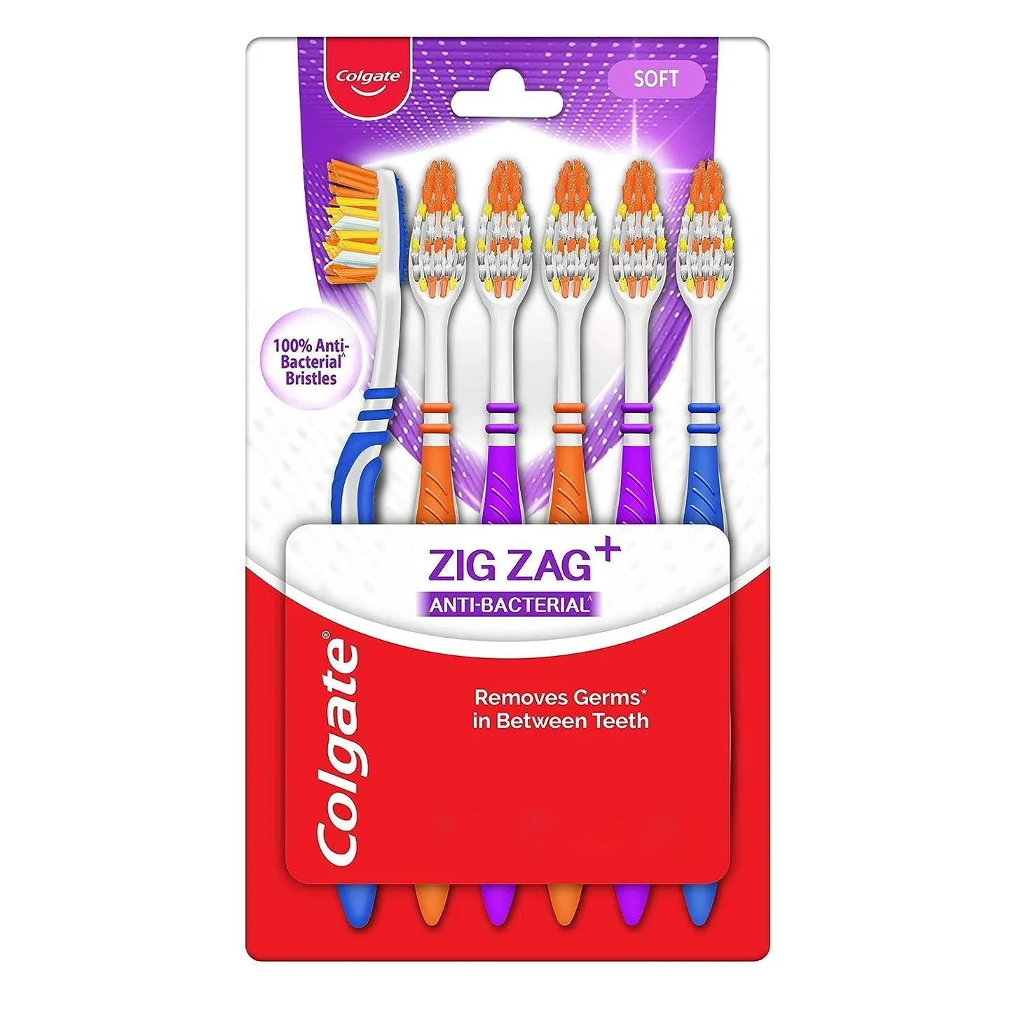 Colgate ZigZag Anti-Bacterial Toothbrush - Soft (Pack of 6)