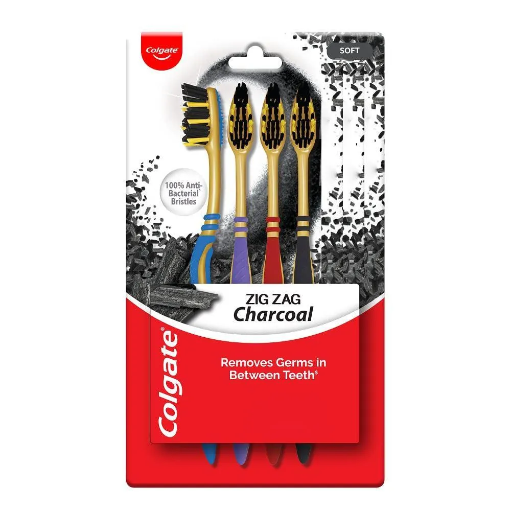 Colgate ZigZag Charcoal Bristle Toothbrush - Soft (BUY 2 GET 2 Free)